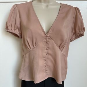 Francesca Top Studio Heather Satin Buttoned Blouse. Size Medium